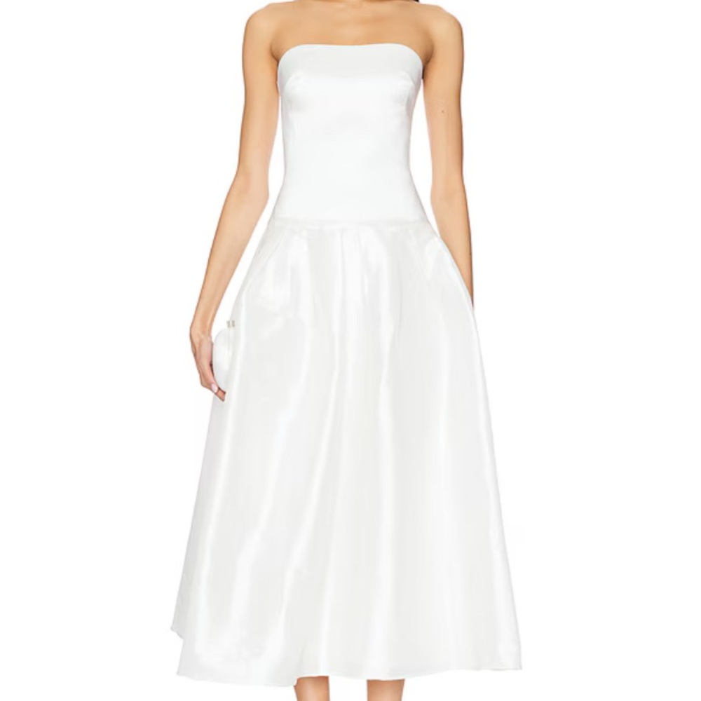 White Strapless A-line Dress for Brides